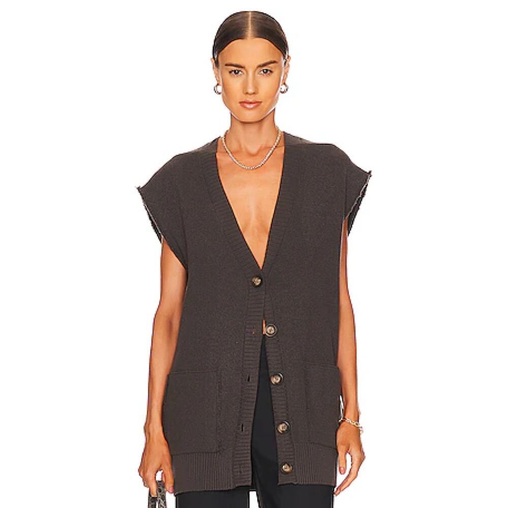 Free People Oakleigh Rib Vest in Charcoal Size S